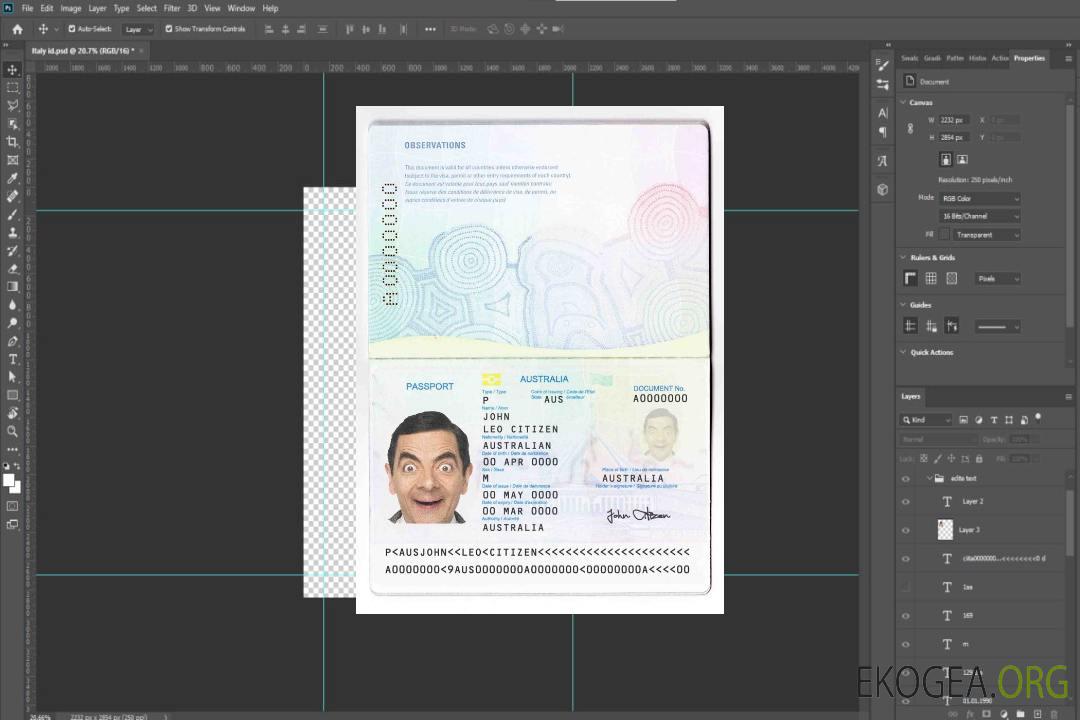 Passeport standard australien template